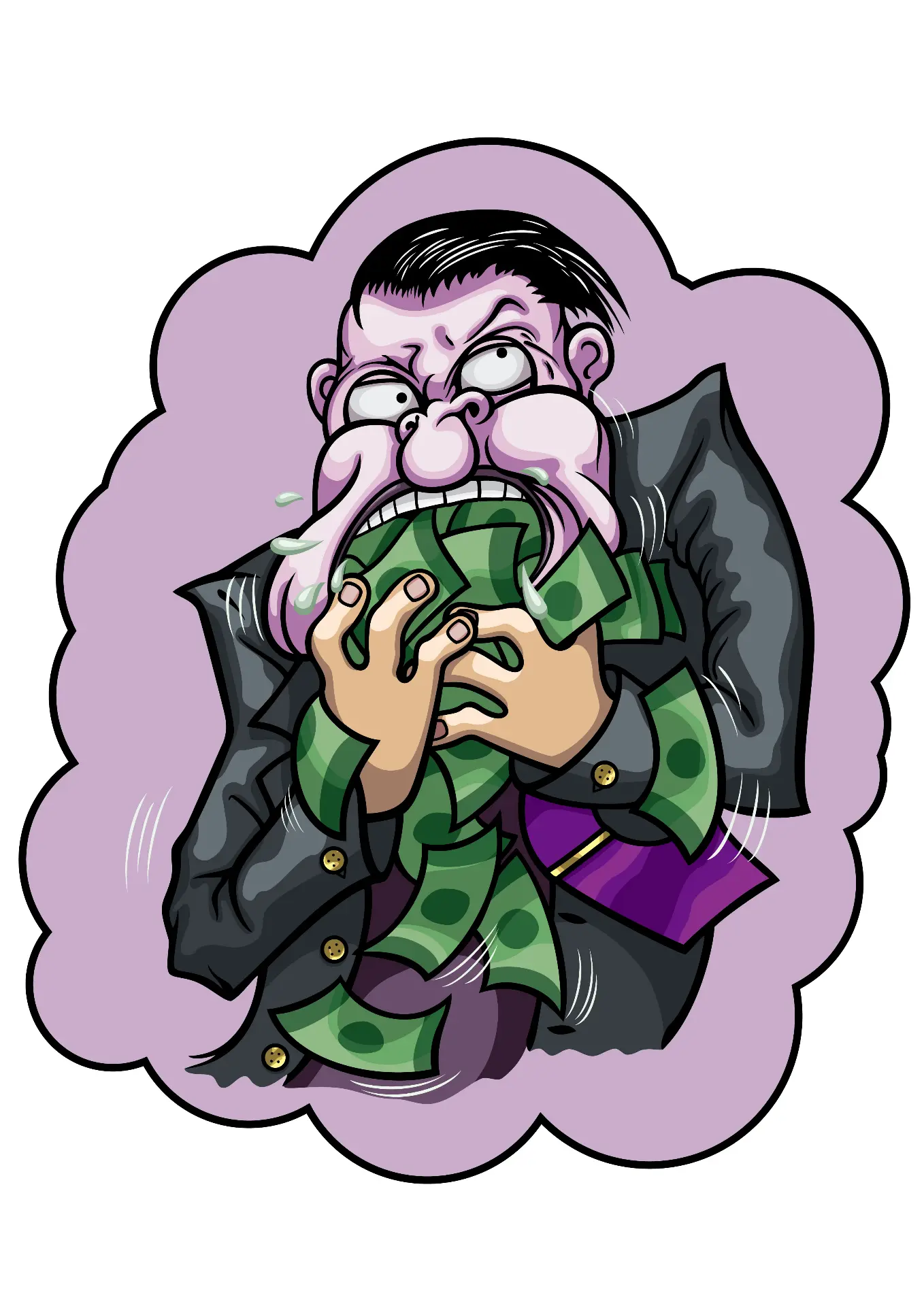 Greedy Mofos character holding money